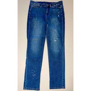 J.Jill Denim 4‎ Regular BOYFRIEND Straight-Leg Ankle Jeans Paint Splatter